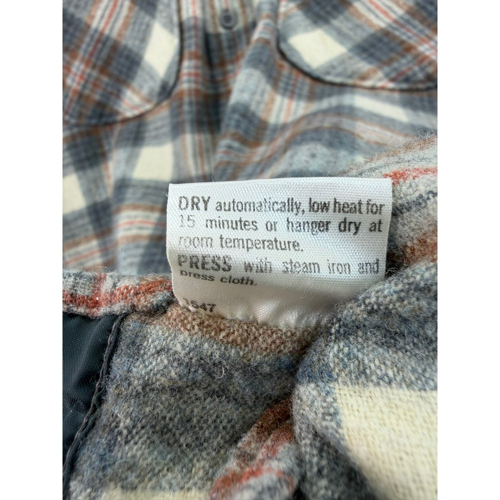 Pendleton Board Shirt Mens Medium Plaid 100% Virgin Wool Grey Cream Rust USA - Picture 15 of 16